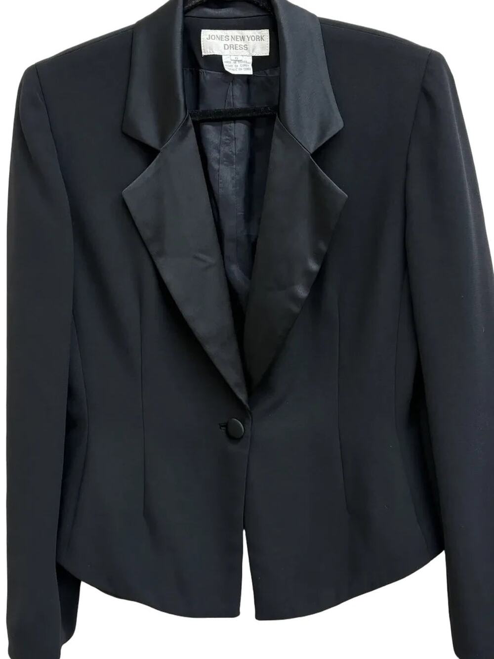 Jones New York Black Satin Lapel Blazer